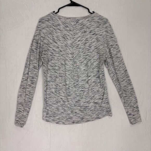 Lululemon Women's Heathered Striped Grey Scoop Neck Workout Long Sleeve Top Size - Picture 5 of 9
